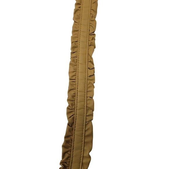 Vintage 80's Coldwater Creek Leather Belt M Mustard Tan Pleated Ruffle Cottageco - Picture 8 of 10